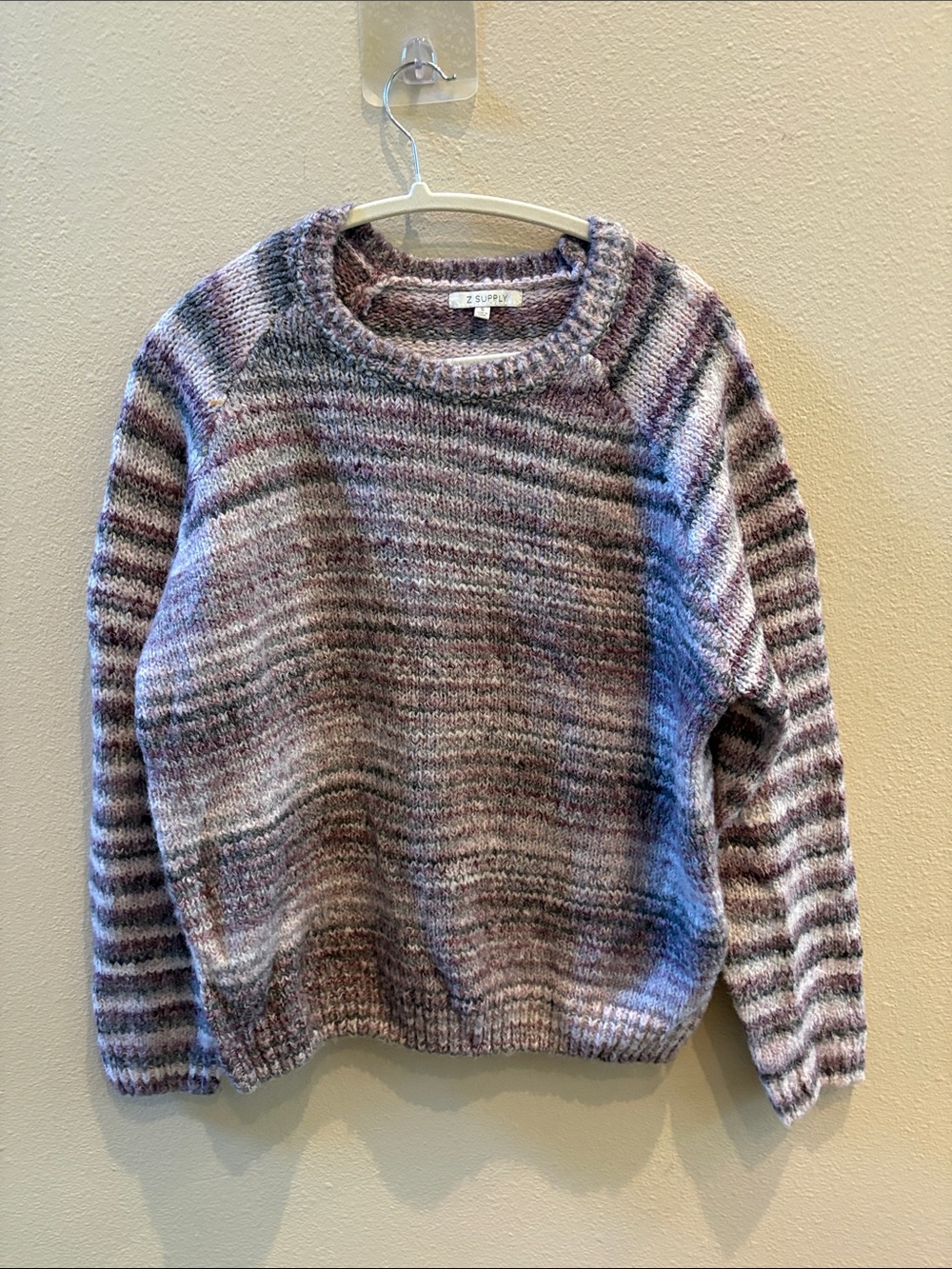 Z Supply Lavender & Gray Striped Crewneck Sweater